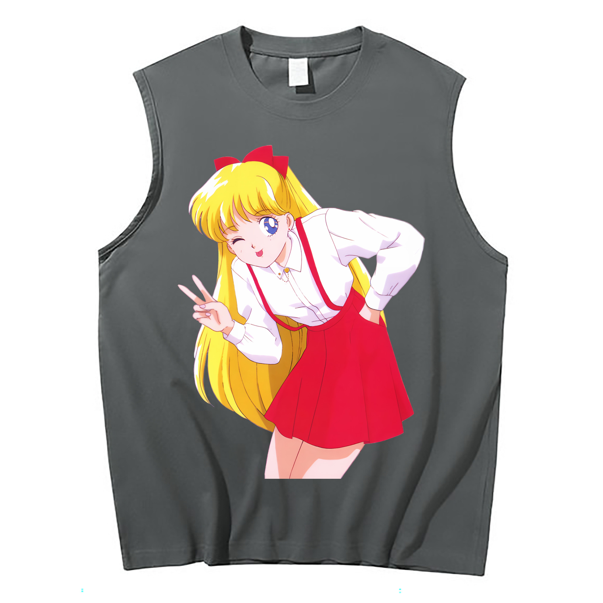 （画像用） 美少女戦士セーラームーン 愛野 美奈子 あいの みなこ Sailor Moon Aino Minako コットン100％タンクトップ（フロントプリント）